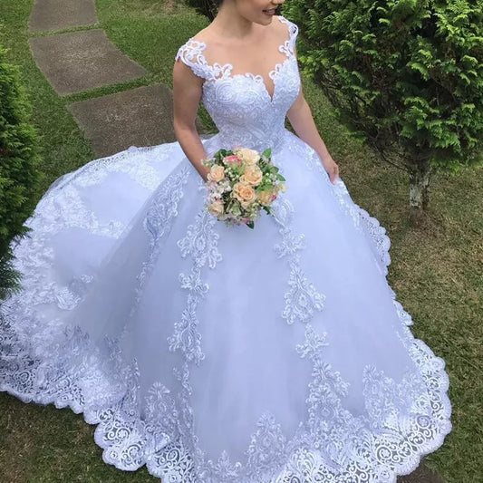 Wedding Dress Gryffon Sexy V-neck Luxury Lace Wedding Gown With Train Lace Up Ball Gown Plus Size Vestido De Noiva