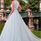 Marvelous Tulle V-neck Neckline A-line Wedding Dresses with Beaded Lace Appliques vestido de noiva Bridal Gowns