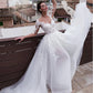 Marvelous Jewel Neckline 2 In 1 Wedding Dresses With Detachable Skirt Lace Appliques 3/4 Sleeves Two Pieces Bridal Gowns 2021