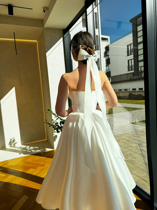 Vestidos de fiesta de boda a media pierna, corte en A, escote en forma de corazón, sin mangas, vestidos de novia hasta el té, vestido de noche sencillo para mujer