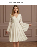 Vintage Boho Sleeve Wedding Dress Chiffon Beach Short Gown