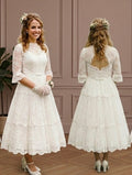 Ivory White Wedding Dress Lace Victorian Short Traditional Gown