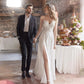 Floating Georgette with a Slit Wedding Dress Court Train Modern Princess Vestido De Novia Mermaid Bow Satin Bridal Gown