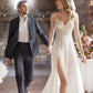 Floating Georgette with a Slit Wedding Dress Court Train Modern Princess Vestido De Novia Mermaid Bow Satin Bridal Gown