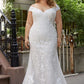 Plus Size Elegant Wedding Dress V-Neck Off Shoulder Lace Appliques Button Bridal Gown Floor Length Vestido De Novia