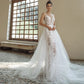 Charming Stars Lace Wedding Dresses V-neck Sleeveless Tulle Bridal Gowns Plus Size Boho Illusion Wedding Party Gown
