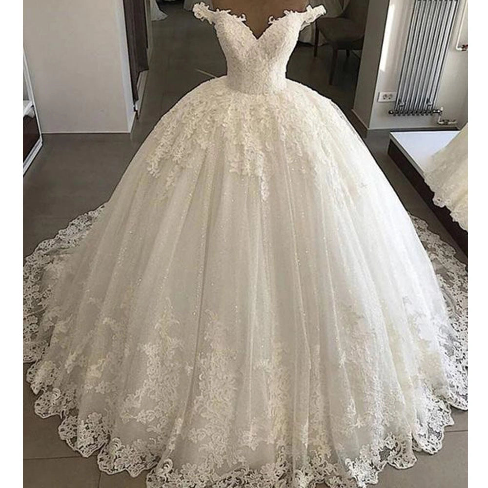 Vintage Vestidos De Novia Casamento Bridal Gowns Ball Gown Lace Applique Wedding Dress Robe De Mariee Trouwjurk