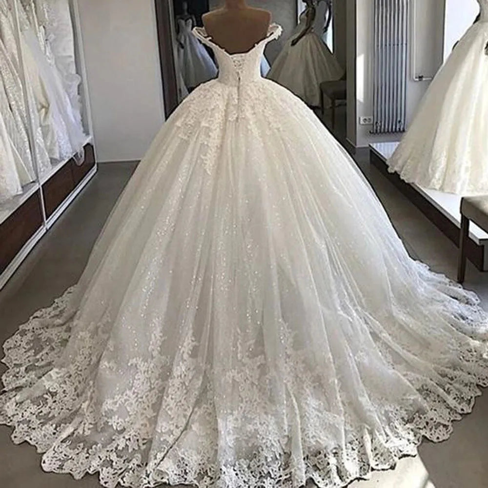 Vintage Vestidos De Novia Casamento Bridal Gowns Ball Gown Lace Applique Wedding Dress Robe De Mariee Trouwjurk 14w