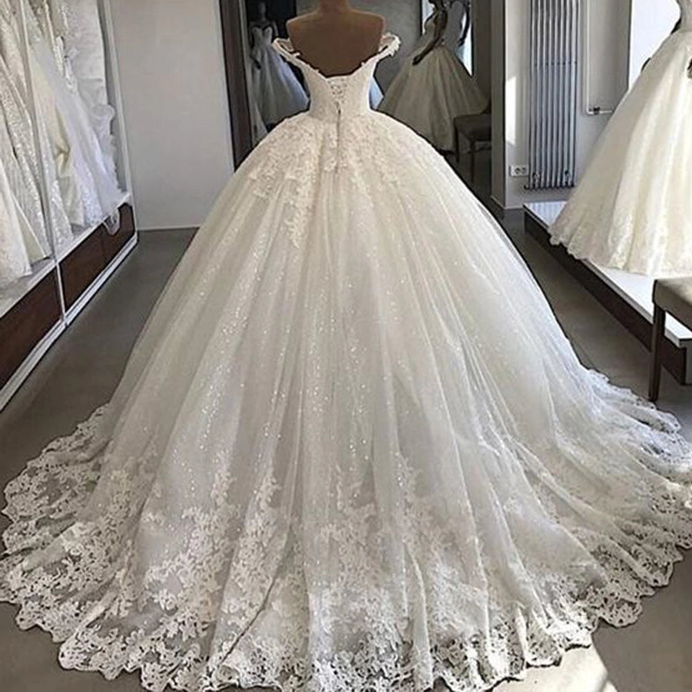 Vintage Vestidos De Novia Casamento Bridal Gowns Ball Gown Lace Applique Wedding Dress Robe De Mariee Trouwjurk