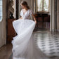 Plunging V-Neck Wedding Dresses Ruffles Criss Cross Illusion A-Line Bride Dresses Backless Lace Appliques Long Bridal Gown