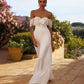 Sweetheart Neckline and Romantic Off-the-Shoulder Sleeves Wedding Dress Vestido De Novia Bridal Gown Court Train Modern Mermaid Bow Princess Satin