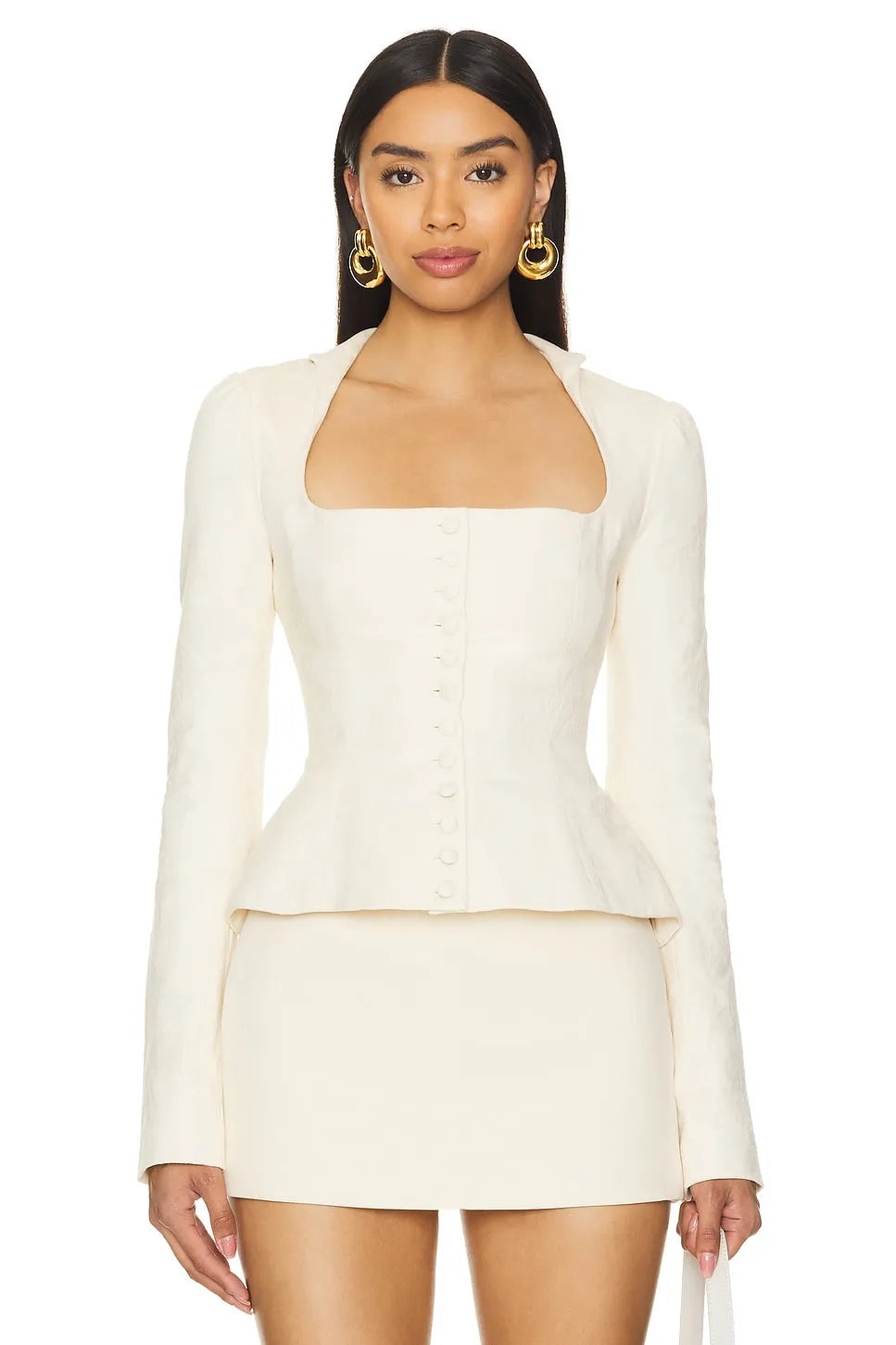 Long-Sleeve Terno Mini Civil Wedding Dress Custom Color