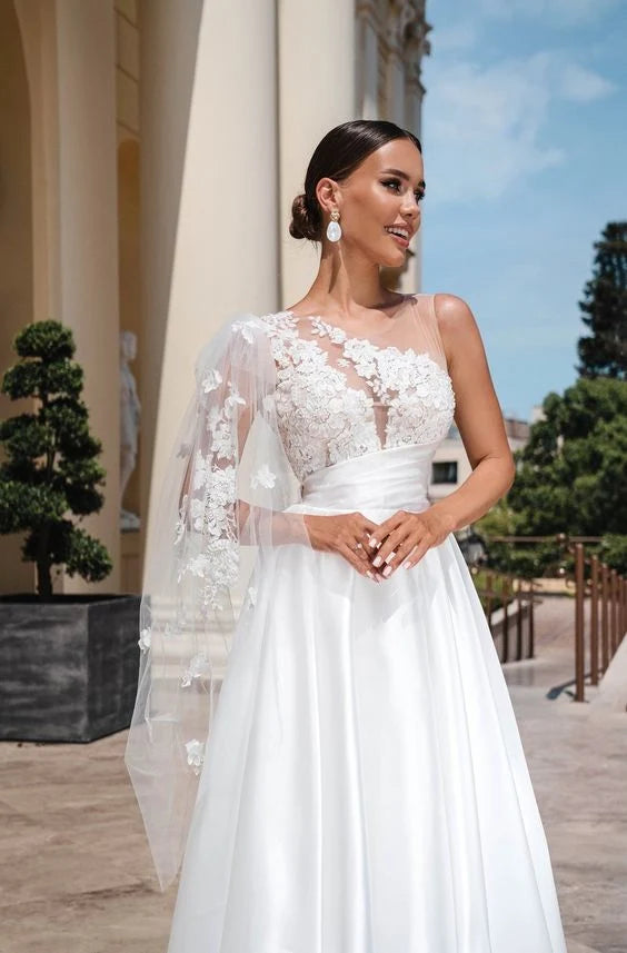 Lorie seksowne bohemia sukienki ślubne Vintage A-Line Lace Backless Suknie z aplikacjami z paskiem Wstążka Sukienka Princess Bride