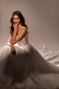 Radiant A-Line Wedding Dress with V-Neckline and Shimmering Fabric Satin