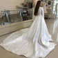 Princess Wedding Dresses Satin Long Sleeve Muslim Wedding Bride Dresses Long Train White Wedding Gown Vestido de novia