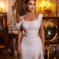13c blanc sirène robes de mariée hors de l'épaule paillettes paillettes robe de mariée haute fente mariage soirée robe de bal grande taille
