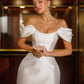 Mini-Length Wedding Dress with Dropped Shoulders, Lace-up Back Mermaid Princess Court Train Bridal Gowns Vestido De Novia