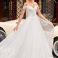 Popular Off Shoulder Wedding Dress V Neck Lace Appliques Tulle Court Train Bridal Dresses Marriage Gowns 2021