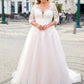 Exquisite Wedding Dresses Plue Size V Neck 3/4 Sleeves Bride Gowns Appliques Illusion Sweep Train Tulle A-Line Robe De Mariée