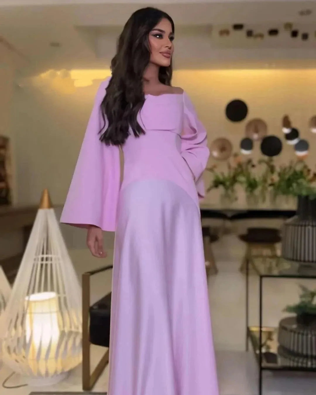 Muslim Taffeta Prom Dresses Modest A-line vestidos de noche Elegant Long Sleeves Off the Shoulder Formal Evening as pic 2