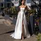 Stain Wedding Dress Split vestidos de novia Sweetheart Neck robe de mariée For Women Custom Sweep Train Gown with Belt