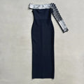 Top Quality Women Sexy One Shoulder Sparkly Crystal Bodycon Long Bandage Dress Evening Party Red Carpet Fashion Outfit Vestido