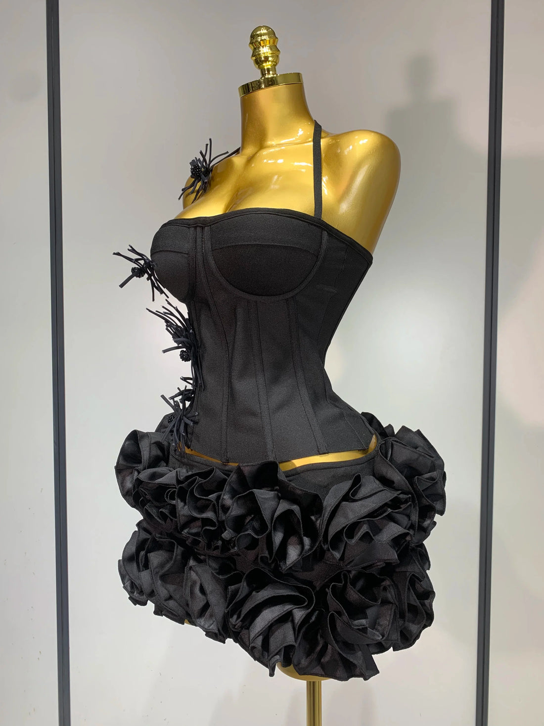 Women Sexy Halter Prom Gown Fashion Celebrity Club Party Two Piece Set Cocktail Elegant Luxury Birthday Party Bandage Outfit black