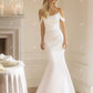 Elegant Simple Mermaid Wedding Dresses Off Shoulder Detachable Train Brides Dress Stain Pearls Bridal Gowns for Women