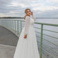 Chiffon Plus Size Wedding Dresses Full Puffy Sleeves A Line V Neckline Long Bride Gowns Women Elegant Simple Bridal Dress