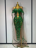 Sexy Mesh See Through Long Dress Sparkly Green Sequins Night Club Party Dress Cloak Birthday Celebrate Drag Queen Stage Costumes green