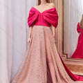 Fuchsia and Pink Off the Shoulder Evening Dress Formal Party Dresses with Cape Train فساتين للحفلات الراقصة Custom Gown