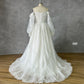 DREAM Off Shoulder Lace Glitter Tulle Wedding Dresses Long Puff Sleeve 3D Flowers Boho Bride Gown Vestidos De Novia