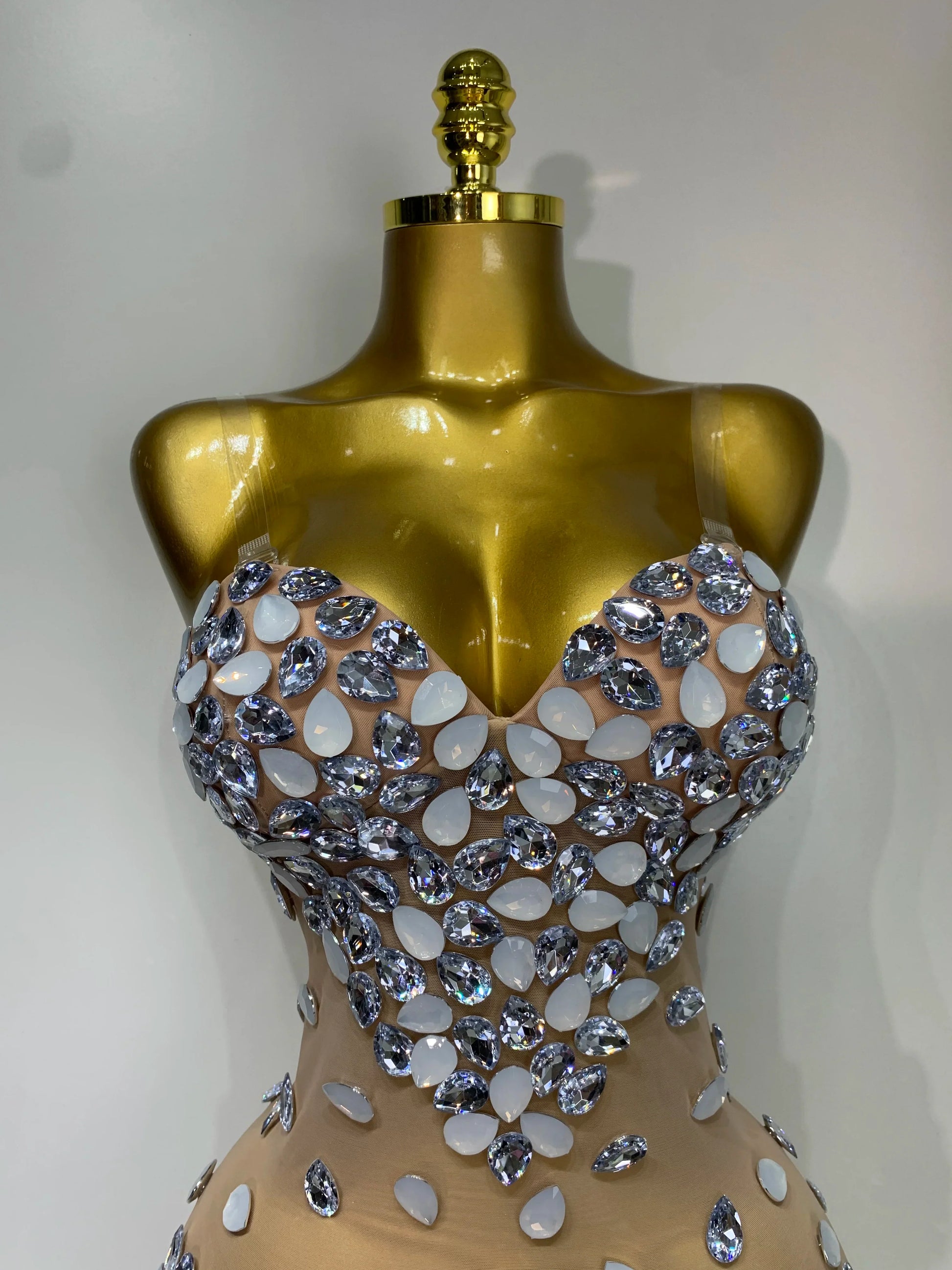 Sexy Sparkly Rhinestone Backless Mini Dress Women Sleeveless Mesh See Through Evening Party Luxury Birthday Gown Stage Outfit