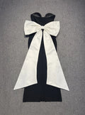 Top Quality Women Sexy Strapless Big White Bow Bodycon Long Bandage Dress Nightclub Party Celebrate Cocktail Outfit Vestido