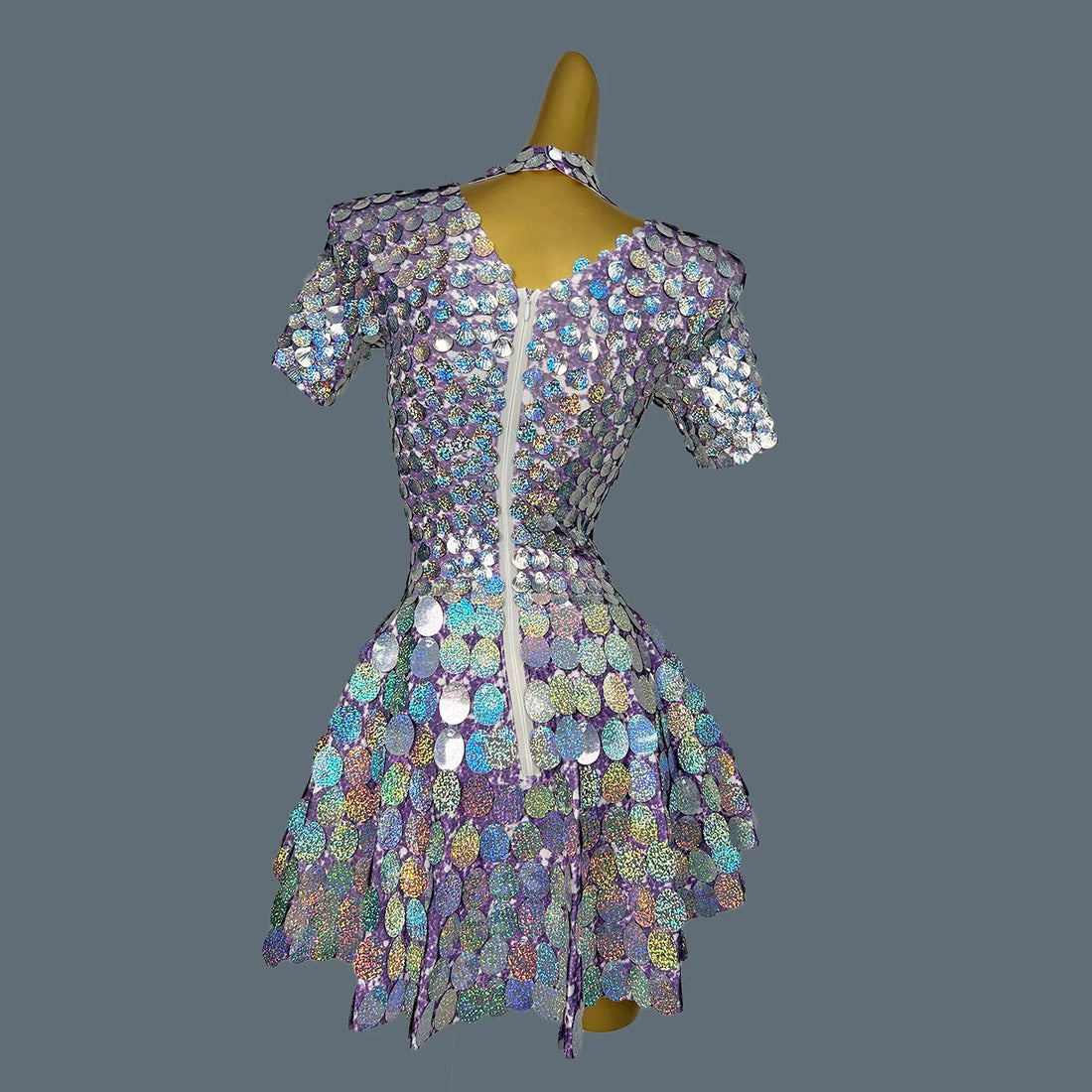Multicolour Scalelike Sxey Dress for Women Fancy Club Stage Performance Wear Showgirl Celebrate Birthday Party Outfit Linpian MULTI One Size