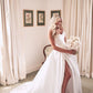 Popular Pleat Sweetheart A Line Wedding Dresses Side Slit  Vestido De Noiva Satin Appliqued Women Bridal Dresses Factory Custom