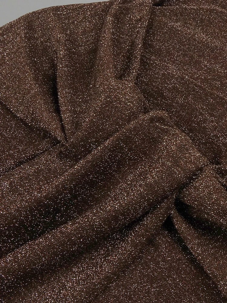 Sleek Modern Brown Halter Backless Maxi Dress with Waist Tie Drape Details for Party Evening Gown