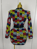 Sexy V-Neck Long Sleeve Bodycon Jacquard Short Bandage Dress Women Elegant Evening Luxury Birthday Party Cocktail Outfit