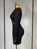 Luxury Birthday Women Celebrity Sexy Long Sleeve V Neck Rhinestone Black Bandage Dress Elegant Evening Club Party Dresses