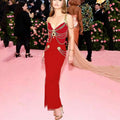 Runway Fashion Maxi Long Bandage Dress Open Fork Chains Strap Fashion Beading Bandage Dress Cocktail Party Bodycon Dresses as photo