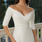 Roddrsya Einfache satin halbe Ärmel Meerjungfrau Hochzeitskleid elegante V-Ausschnitt mit V-Ausschnitt von der Schulter.