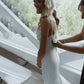Traum Elegant Crepe Cowl Neck Meerjungfrau Hochzeitskleid für Bräute Einfache rückenfreie drapierte Satin -Spaghetti -Gurte Brautkleid