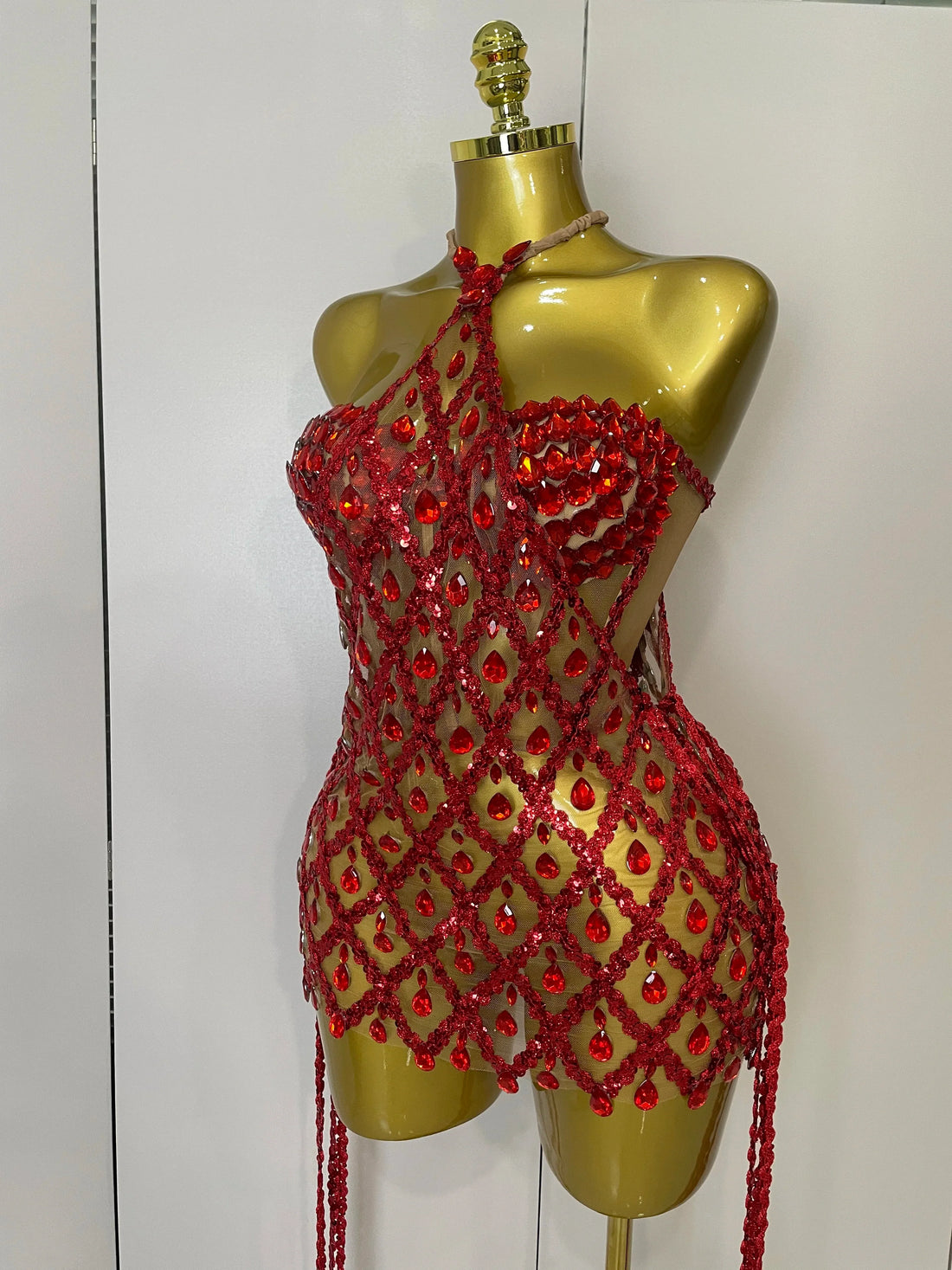 Sparkly Sequin Diamond MeshTransparent Top Dress Two Piece Set Women Sexy Evening Party Celebrate Birthday Photo Shoot Wear Red