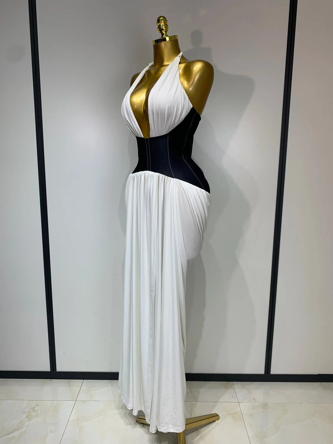 Women Sexy Backless Halter Front Slit Maxi Long Dress Elegant Evening Party Club Dress Luxury Birthday Wedding Guest Gown WHITE
