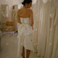 Mini robe de soirée de mariage trapèze, sans épaules dénudées, manches bouffantes, robes de mariée pour femmes, robe Cocktai sur mesure