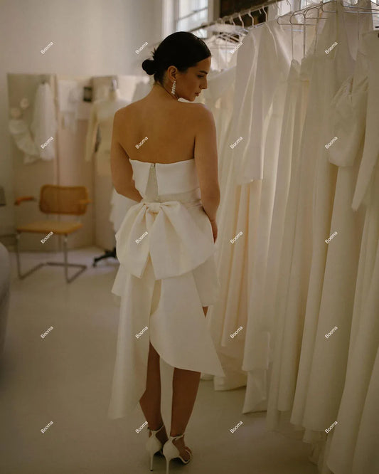 A-Line Mini Hochzeitsfeier Kleider SreAples Off Schulter Puffärmel Bräute Kleider für Frauen Cocktai Kleid maßgeschneidert