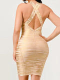 Sexy Women's Coated Bandage Dress Camisole Deep V-neck Sleeveless Bodycon Mini Dresses Cocktail Evening Party Vestidos