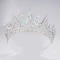 Baroque Queen Princess Crowns And Tiaras For Women Crystal Bridal Crown For Wedding Hair Accessories Prom Hair Jewelry Headdress Blue white zinc plated