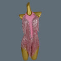 Sparkly Women White Tassel Leotard Sexy Pearls Sequins Fringes Bodysuit Club Performance Wear Party Stage Dance Costumes Shuye Pink One Size