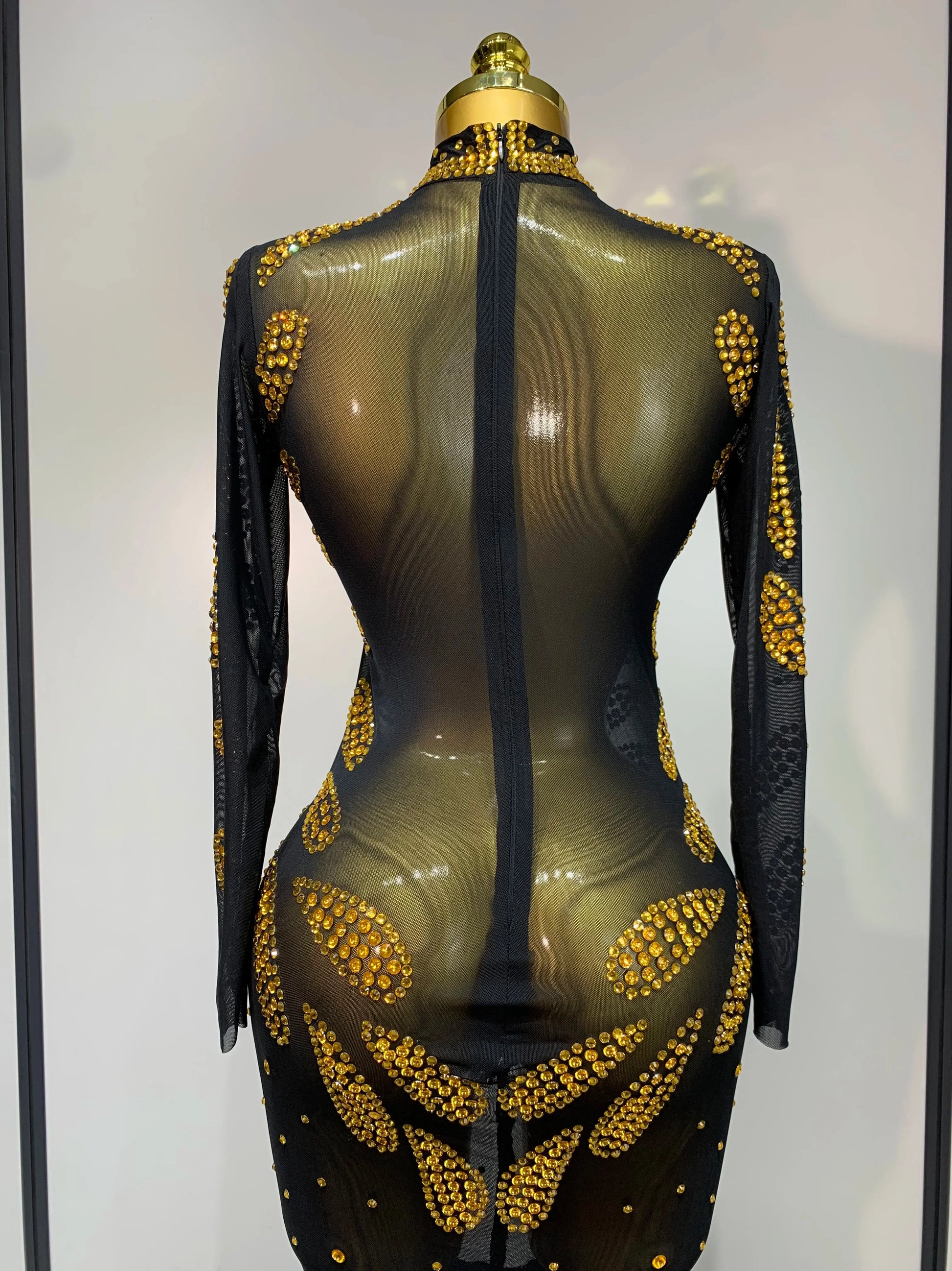 Stage Perform Dress Sexy Mesh Transparent Maxi Long Dress Nightclub Outfit Singer Dance Costume Elegant Party Dress